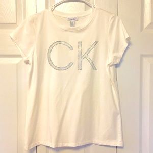 Calvin Klein white T-shirt with silver logo